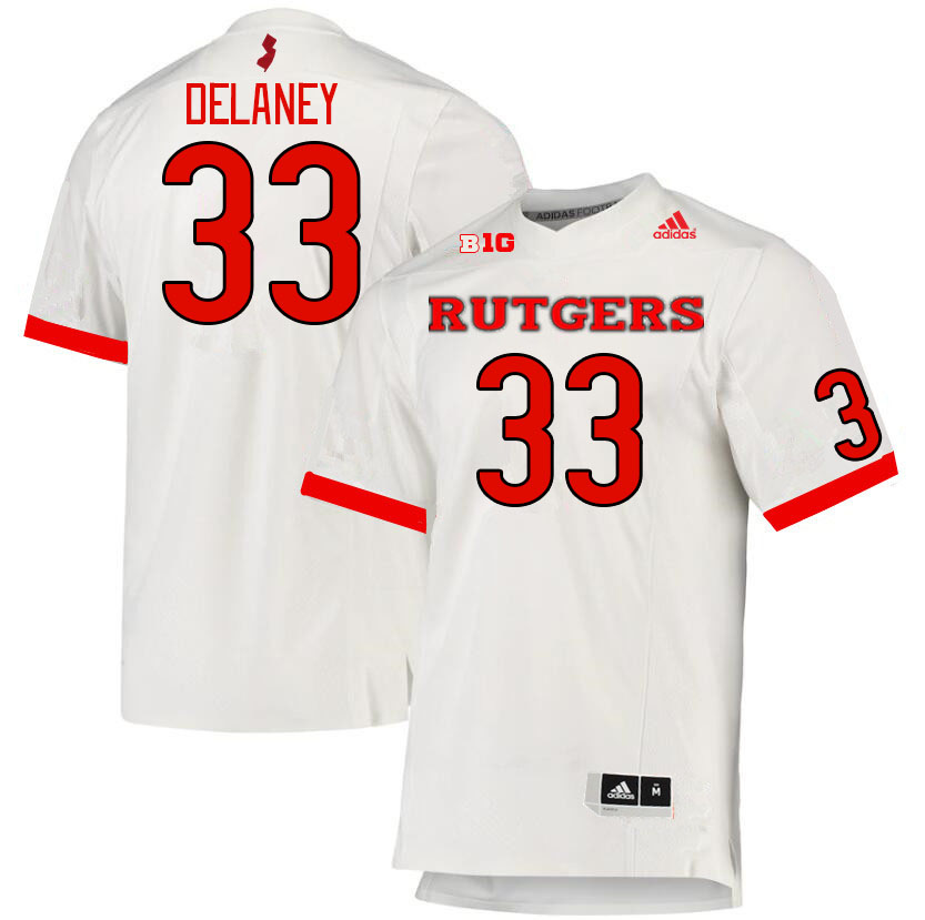 Men #33 Donovan Delaney Rutgers Scarlet Knights College Football Jerseys Stitched Sale-White